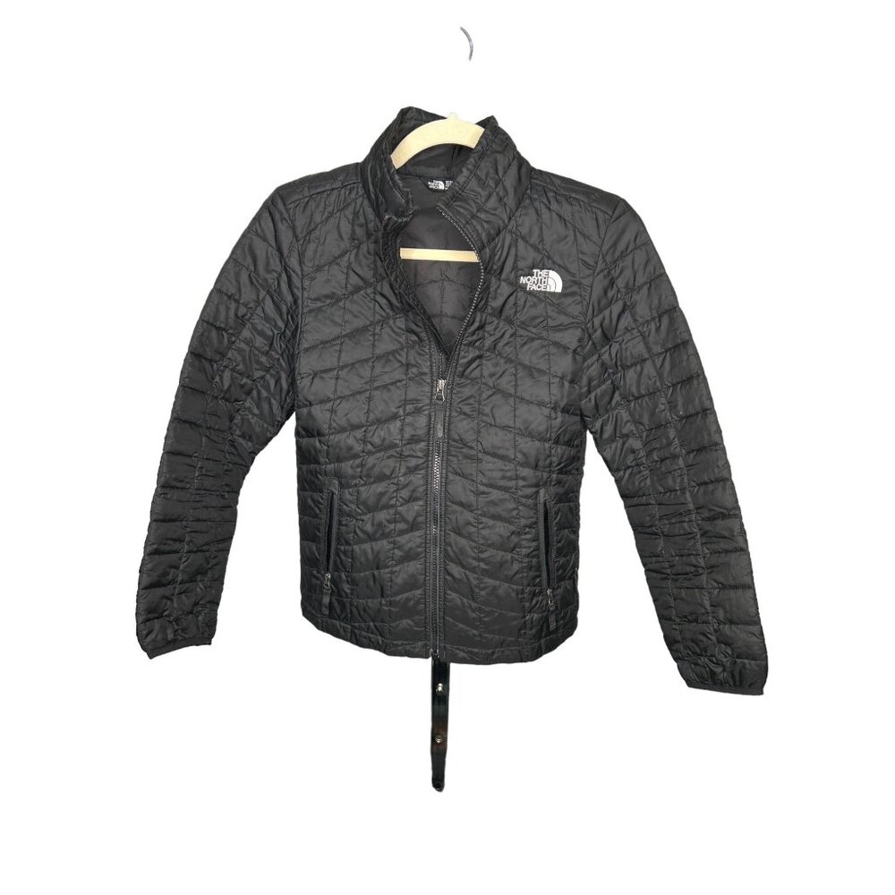 The North Face Boys Puffer Jacket Size M Black Quilt Zip Pockets Insulated Warm